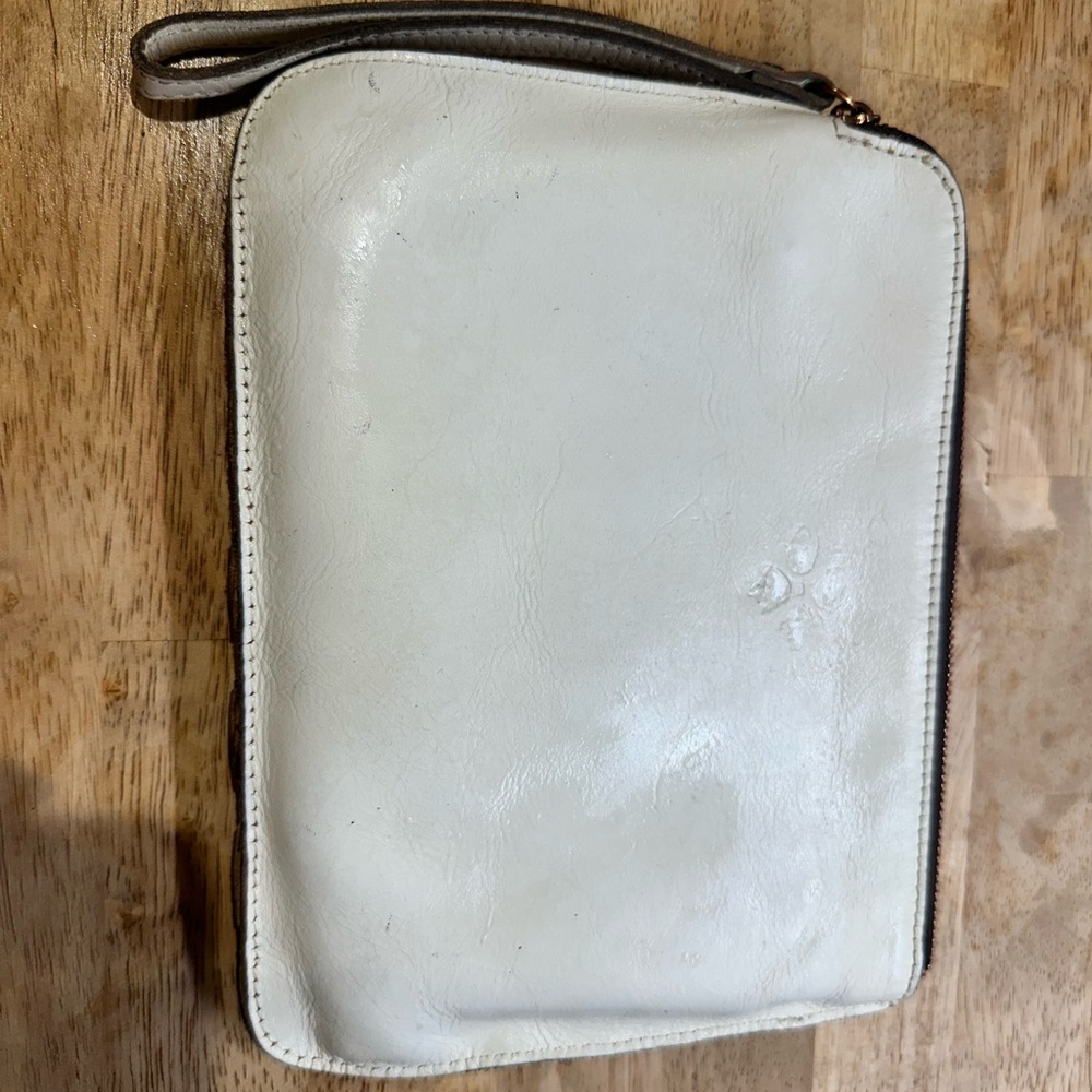White Woven Clutch with Gold Accents - Picture 2 of 3
